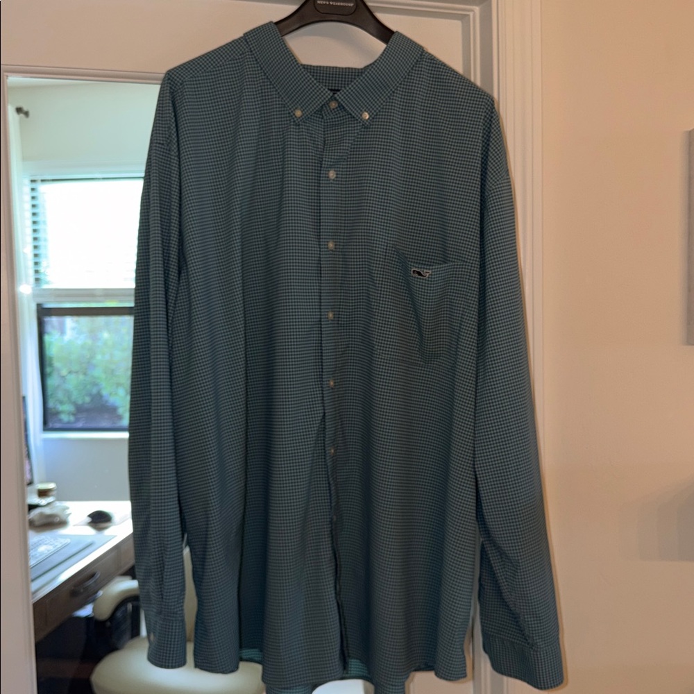 Vineyard Vines Performance Blue Gingham Shirt